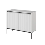 Biała komoda mała z ryflowaniem i oświetleniem LED FLORES  