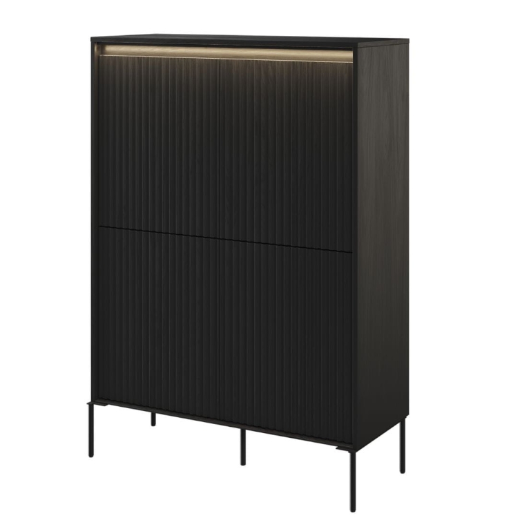 Komoda w kolorze czarnego drewna wysoka do salonu FLORES