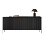 Komoda ryflowana w nowoczesnym stylu czarne drewno FLORES