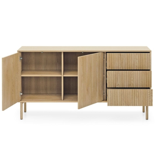 Szeroka komoda w stylu skandynawskim z ryflowanym frontem KAVO