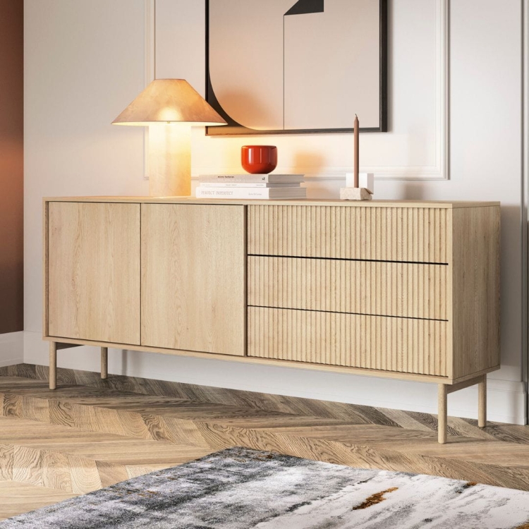 Pojemna komoda z 3 szufladami do salonu dąb cremona KAVO