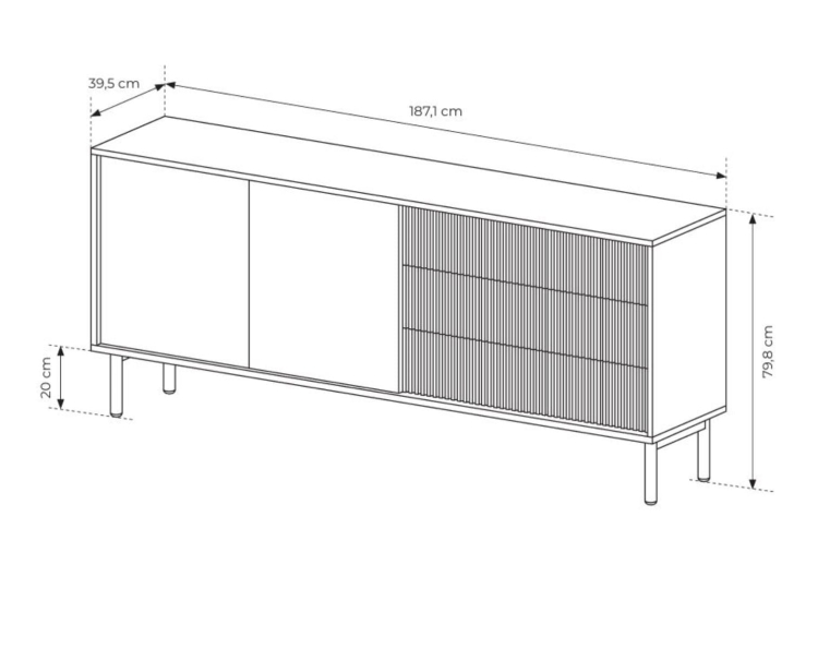 Pojemna komoda z 3 szufladami do salonu dąb cremona KAVO