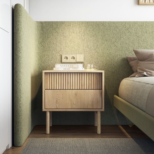 Elegancki stolik nocny z szufladami dąb cremona do sypialni KAVO