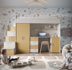 Kaszmirowo-żółte łóżko piętrowe do pokoju dziecięcego TILAN