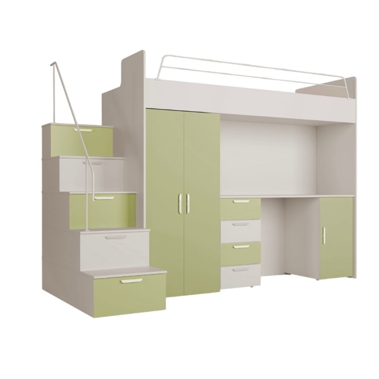 Łóżko piętrowe kaszmir-zieleń do nowoczesnego pokoju dziecka TILAN