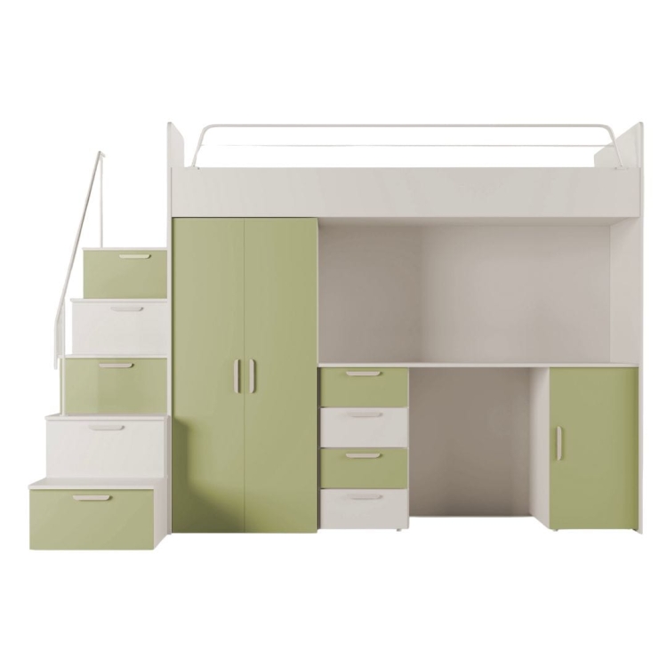 Łóżko piętrowe kaszmir-zieleń do nowoczesnego pokoju dziecka TILAN