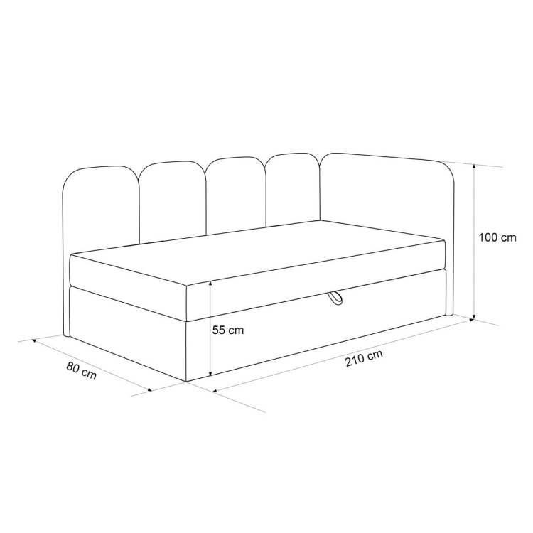 Łóżko tapicerowane szare boucle do pokoju dziecięcego DREAMY