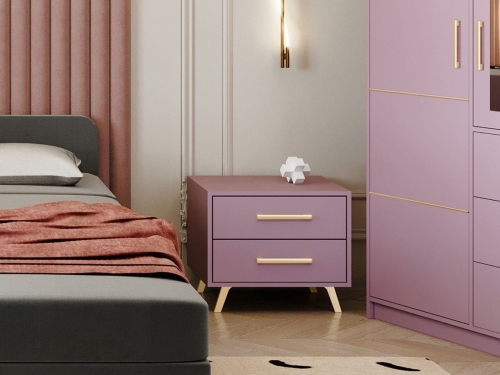 Nowoczesny stolik nocny do młodzieżowej sypialni śliwka BONO