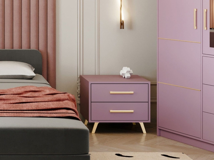 Nowoczesny stolik nocny do młodzieżowej sypialni śliwka BONO