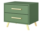 Zielony stolik nocny z szufladą i złotymi elementami BONO 