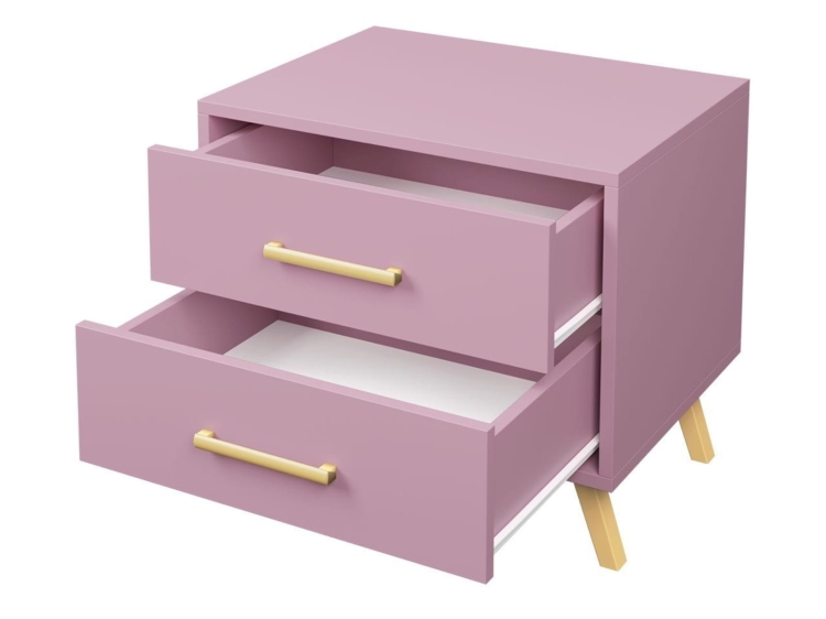 Stolik nocny w niebieskim kolorze z szufladą ze złotym uchwytem BONO