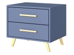 Stolik nocny w niebieskim kolorze z szufladą ze złotym uchwytem BONO  