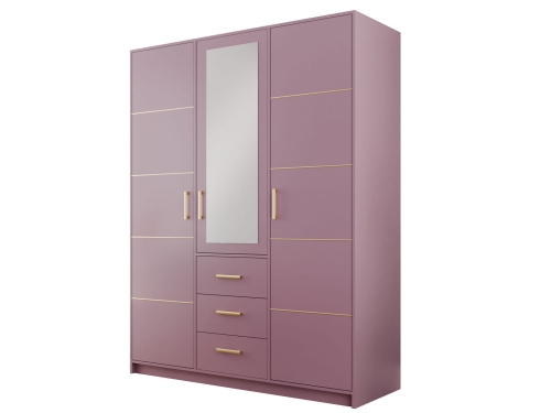 Młodzieżowa szafa uchylna w kolorze śliwki z lustrem BONO