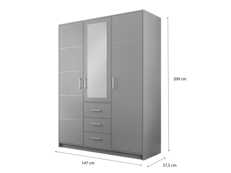 Funkcjonalna zielona szafa do pokoju nastolatka z lustrem BONO