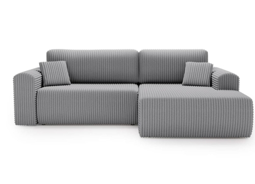 Szeroki narożnik do salonu 257 cm w przyjemnej szarej tkaninie COMFS