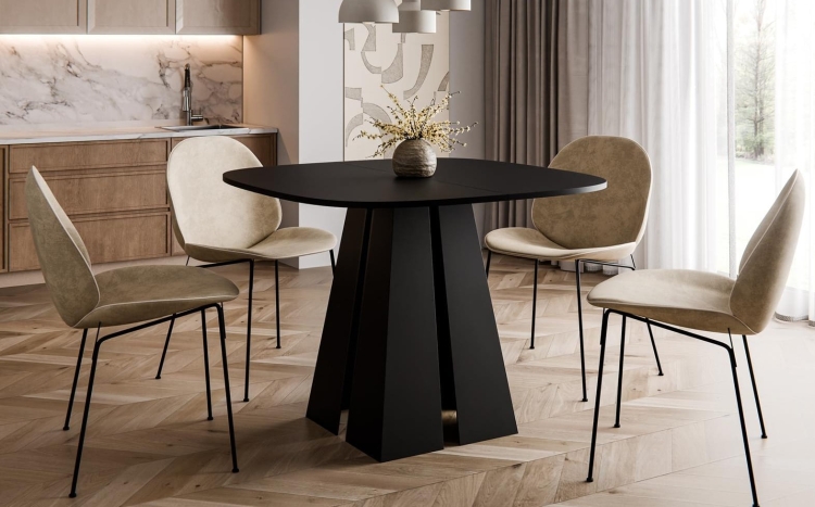 Elegancki czarny stół z solidną minimalistyczną podstawą TRENDI
