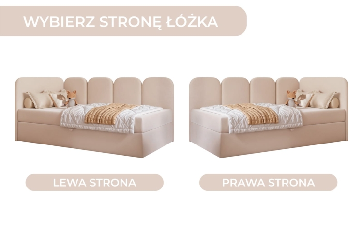 Łóżko tapicerowane szare boucle do pokoju dziecięcego DREAMY