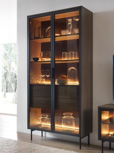 Przeszklona witryna wysoka do loftowego salonu DĄB DUNIN MOSSA