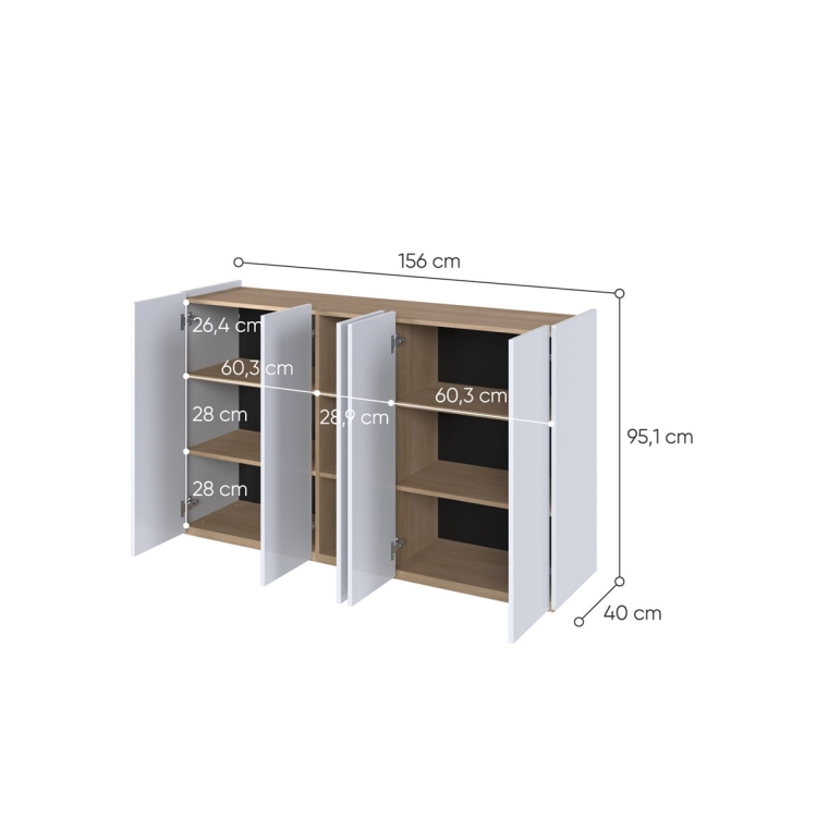 Pojemna komoda w kolorze dąb scandi 156 cm do salonu PARIS