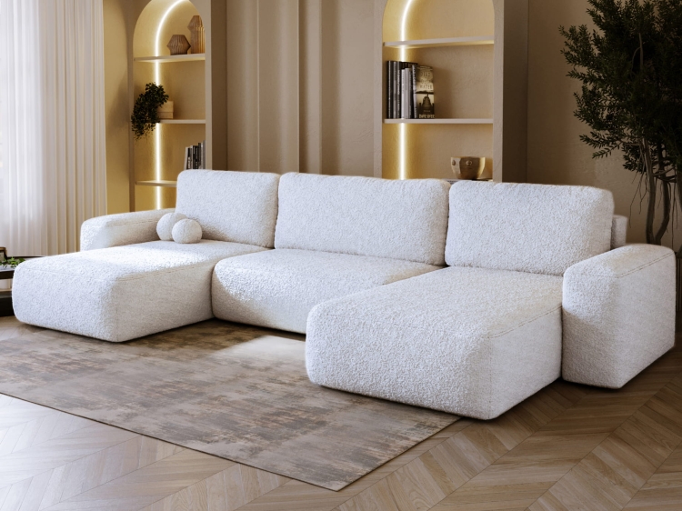 Narożnik w kształcie U w stylu japandi w przyjemnej tkaninie TEDIS