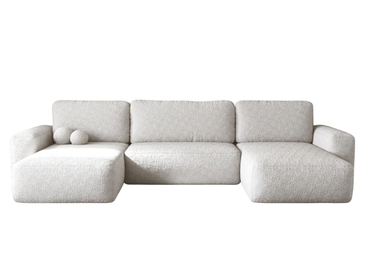 Narożnik w kształcie U w stylu japandi w przyjemnej tkaninie TEDIS