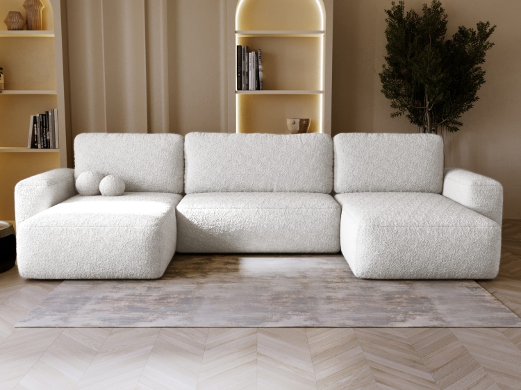 Narożnik w kształcie U w stylu japandi w przyjemnej tkaninie TEDIS