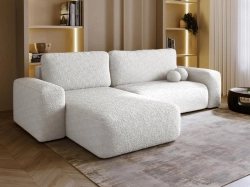 Elegancki biały narożnik boucle do salonu 282 cm TEDIS