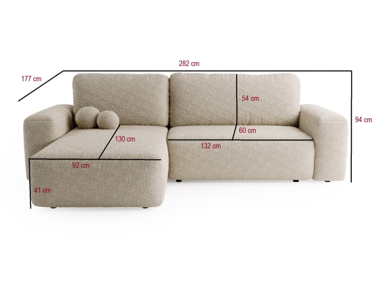 Designerski narożnik 282 cm do salonu rozkładany TEDIS