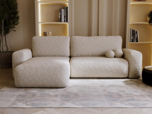 Nowoczesny grafitowy narożnik tapicerowany tkanina boucle TEDIS