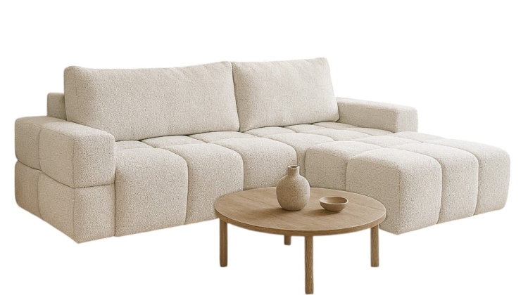 Stylowy narożnik bąbelkowy z funkcją spania jasny odcień beżu BUBBLIN