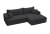 Wygodny narożnik z funkcją spania w czarnej welurowej tkaninie BEVERLY