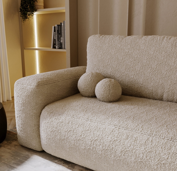 Ciemna grafitowa sofa rozkładana 190 cm tkanina baranek TEDIS