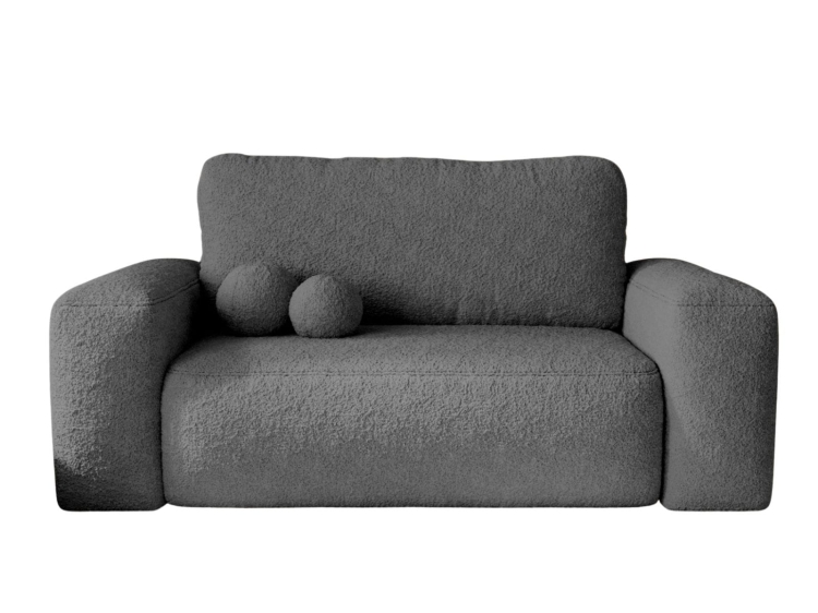 Ciemna grafitowa sofa rozkładana 190 cm tkanina baranek TEDIS