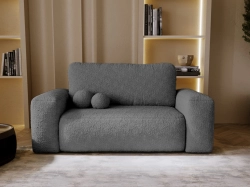 Grafitowa sofa rozkładana 190 cm tkanina baranek TEDIS