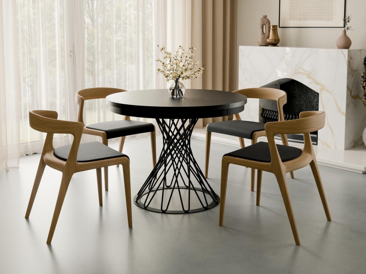 Czarny stół z funkcją rozkładania loftowy LUKS