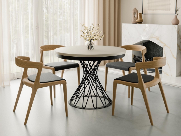 Stół loftowy okrągły do kuchnni LUKS KASZMIR CZARNY