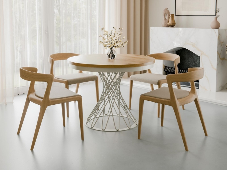 Elegancki stół okrągły z nietuzinkową podstawą LUKS DĄB CRAFT