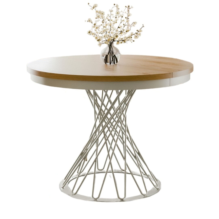 Elegancki stół okrągły z nietuzinkową podstawą LUKS DĄB CRAFT