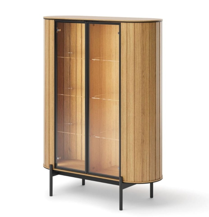 Elegancka witryna z przeszklonymi drzwiami dąb vincenza RATTAS