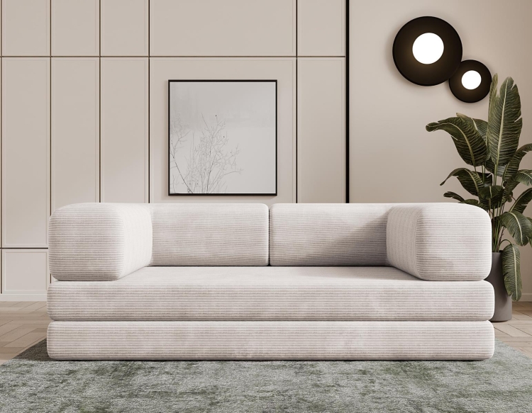 Kremowa sofka wygodna 200 cm do pokoju nastolatka LAMILO