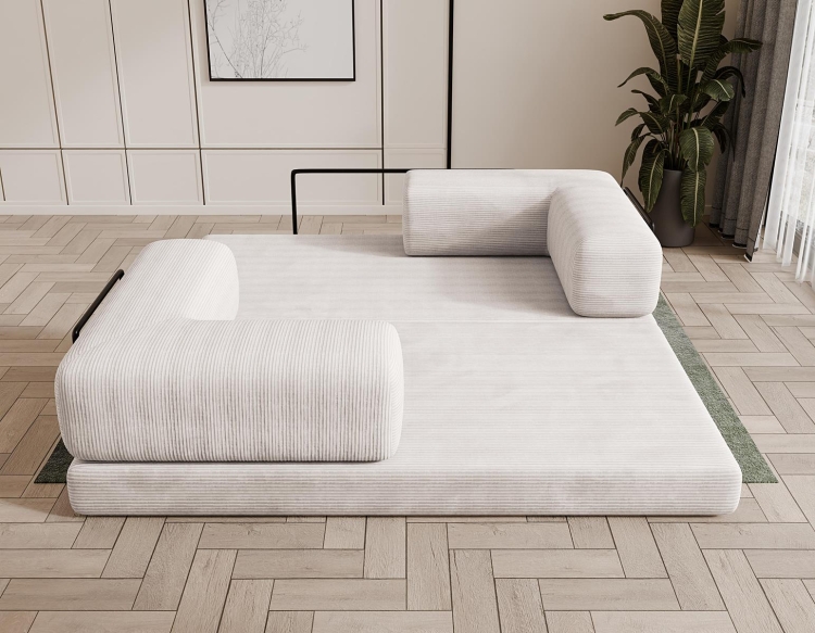 Beżowa sofa piankowa do małego salonu LAMILO SZTRUKS