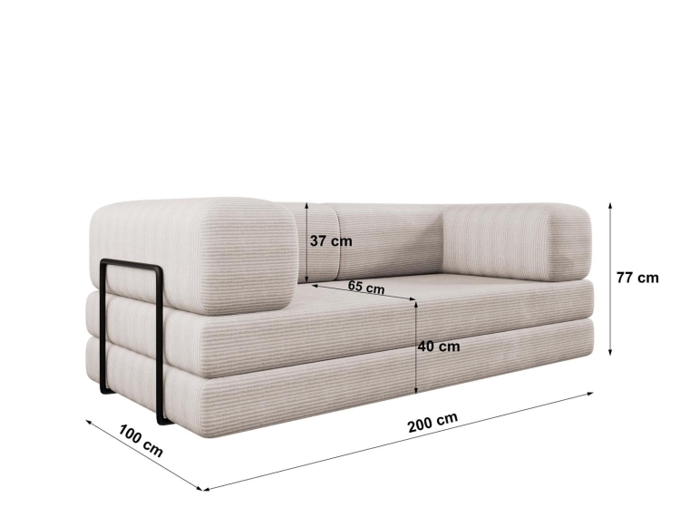 Sofa zielona tapicerowana sztruksem LAMILO PIANKOWA