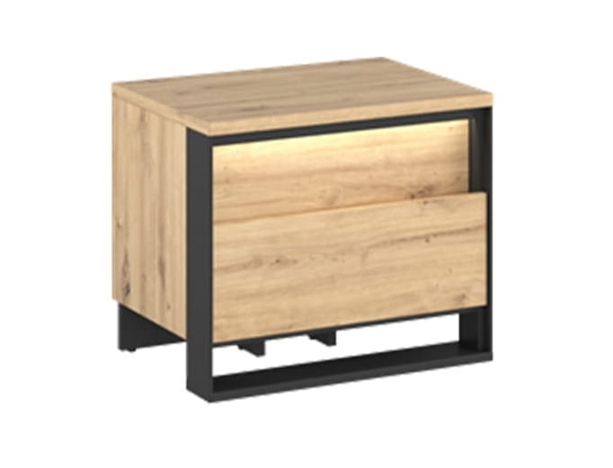 Designerski stolik nocny z dwoma szufladami do sypialni w stylu loftowym NINO