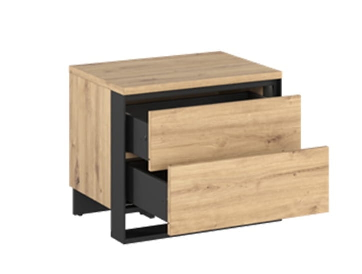 Designerski stolik nocny z dwoma szufladami do sypialni w stylu loftowym NINO