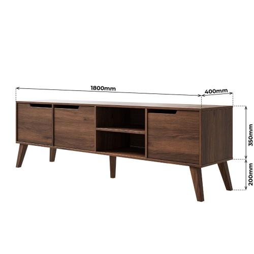 Modna szafka RTV orzechowa do salonu styl japandi AMBER