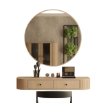 Toaletka podwieszana z okrągłym lustrem ZANTO DĄB CREMONA