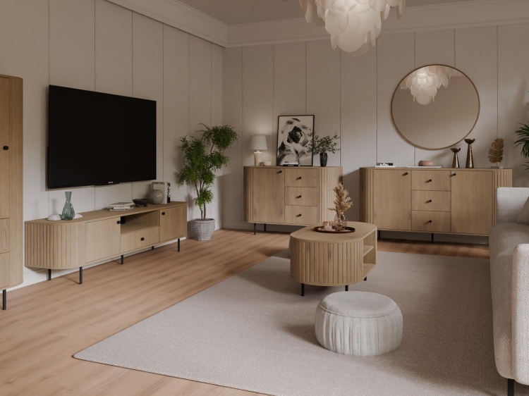 Designerska komoda do przedpokoju w stylu japandi ZANTO