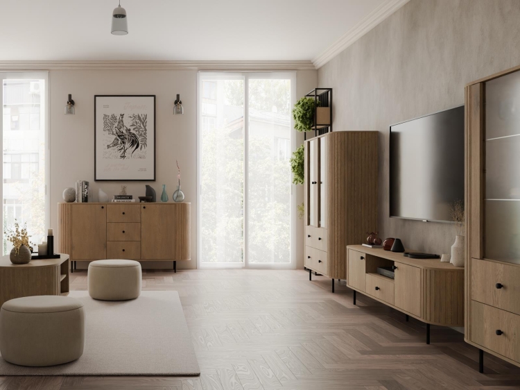 Designerska komoda do przedpokoju w stylu japandi ZANTO