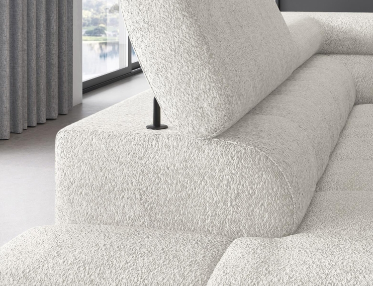 Biały narożnik bubble z funkcją spania regulowane zagłówki FERUCE