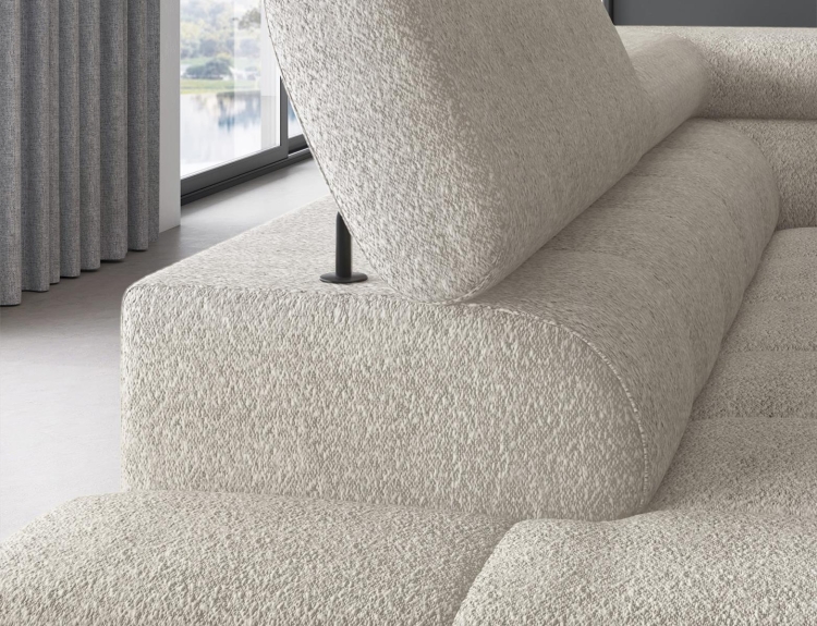 Narożnik beżowy boucle z regulowanymi zagłówkami bubble FERUCE